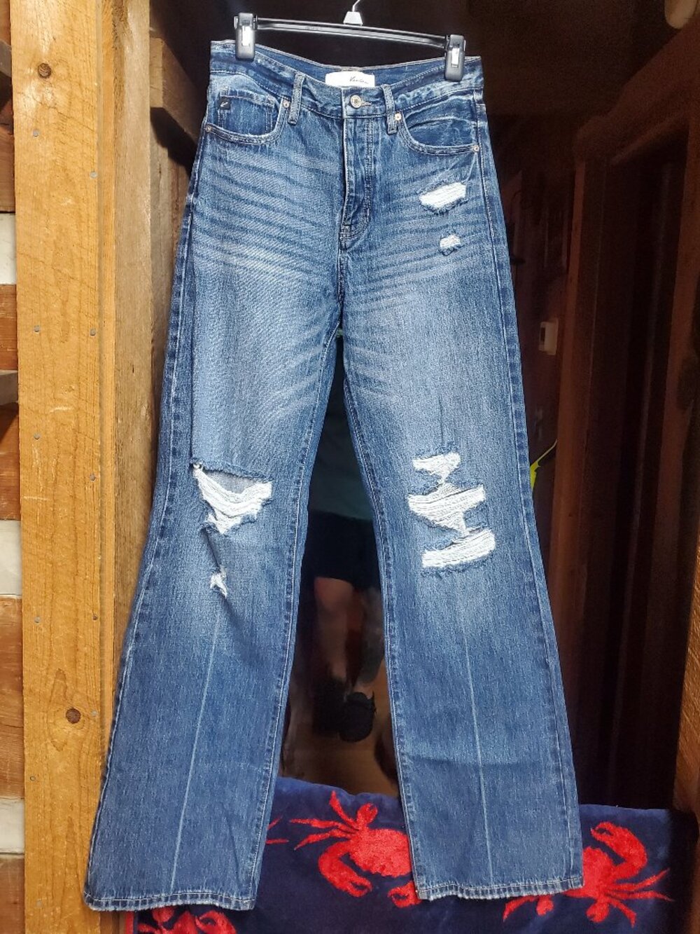 KanCan High Rise Distressed 90s Wide Leg Jeans Button Fly Blue Jeans